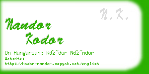 nandor kodor business card